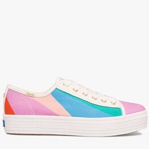 Keds X Kate Spade New York Triple Kick Multi-striped Canvas Sneakers Pre-owned 8